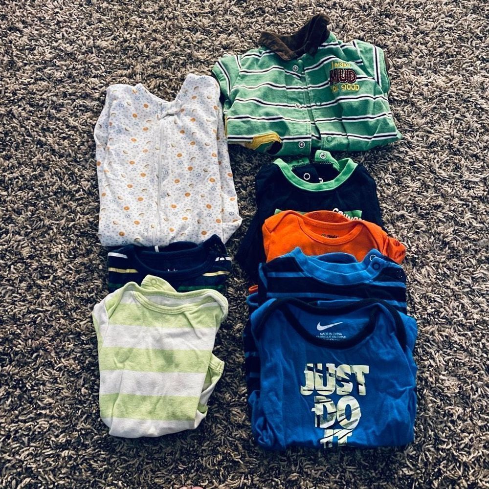 Baby Boys 3/6 months onesies lot of 8 various brands and styles